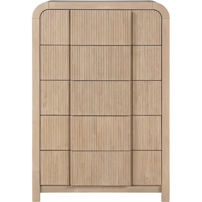 Meridian Furniture Fluted Natural Oak Veneer Chest