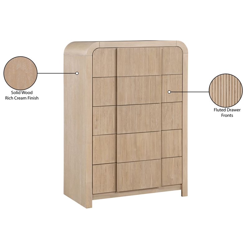 Meridian Furniture Fluted Natural Oak Veneer Chest