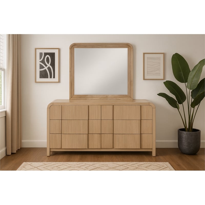 Meridian Furniture Fluted Natural Mirror