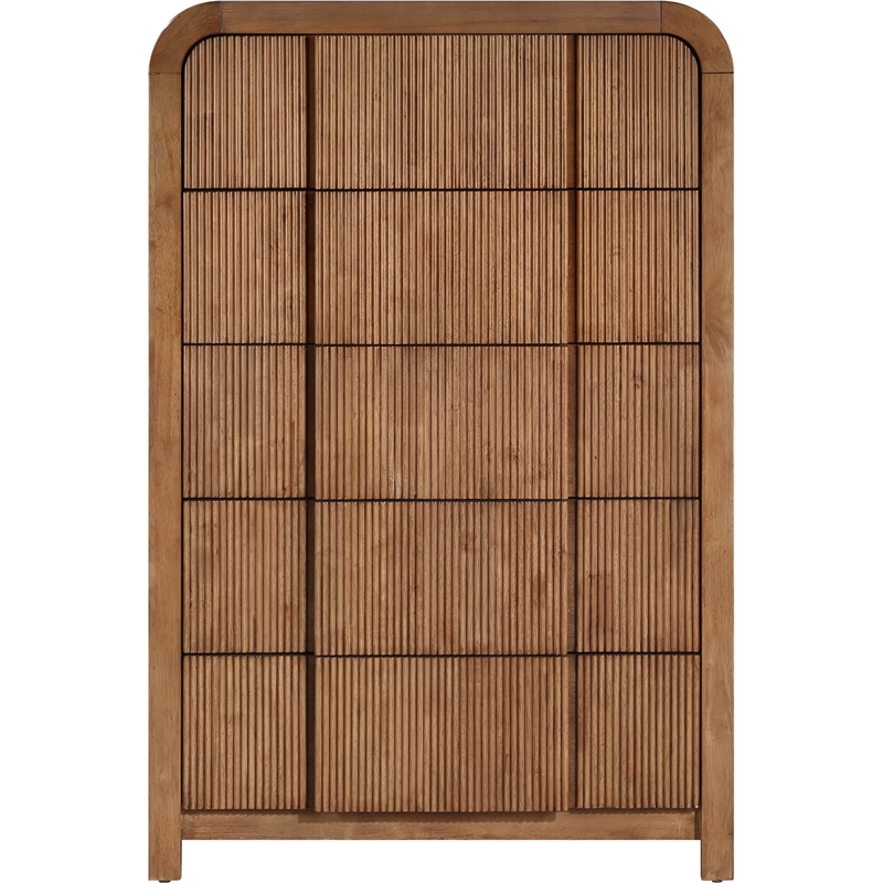 Meridian Furniture Fluted Walnut Oak Veneer Chest