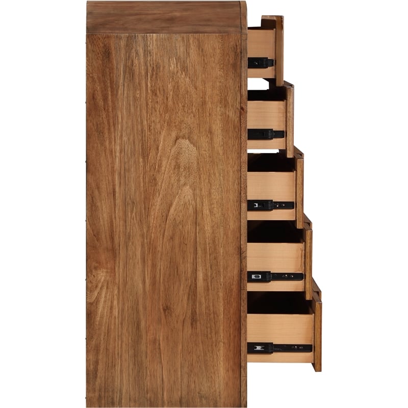 Meridian Furniture Fluted Walnut Oak Veneer Chest