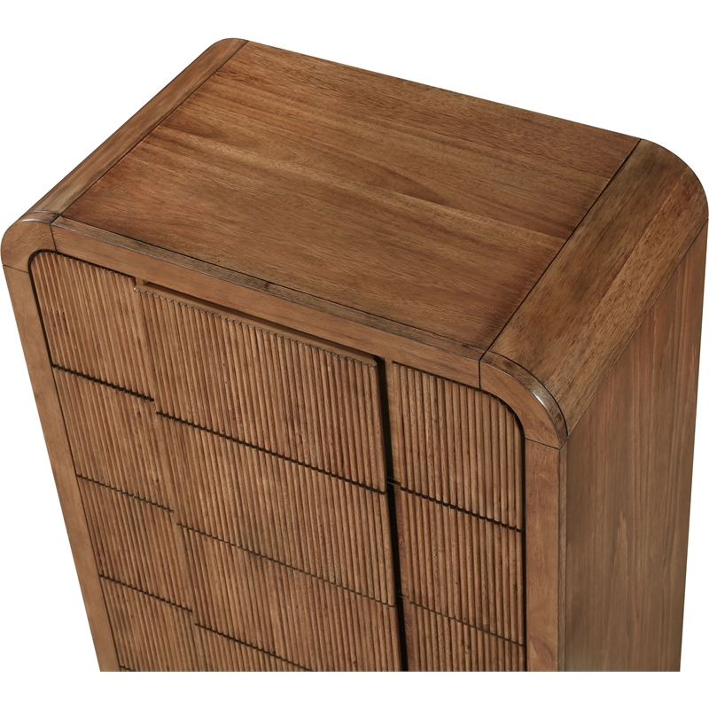 Meridian Furniture Fluted Walnut Oak Veneer Chest