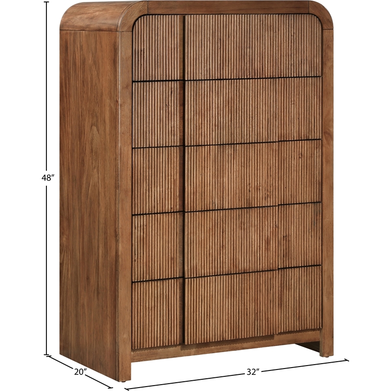 Meridian Furniture Fluted Walnut Oak Veneer Chest