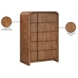 Meridian Furniture Fluted Walnut Oak Veneer Chest