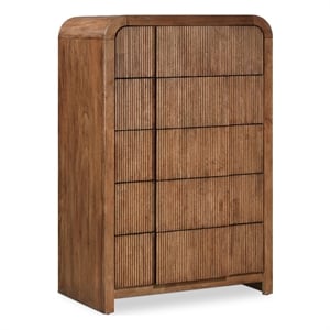 Meridian Furniture Fluted Walnut Oak Veneer Chest