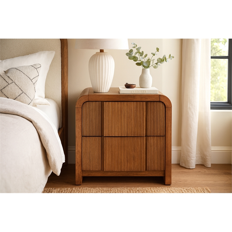 Meridian Furniture Fluted Walnut Night Stand