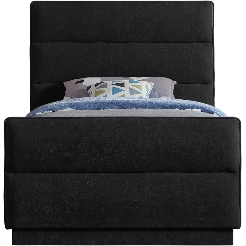 Meridian Furniture Paxton Black Chenille Fabric Twin Bed