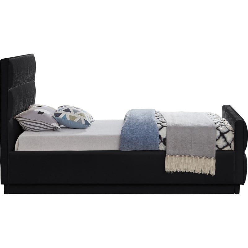 Meridian Furniture Paxton Black Chenille Fabric Twin Bed