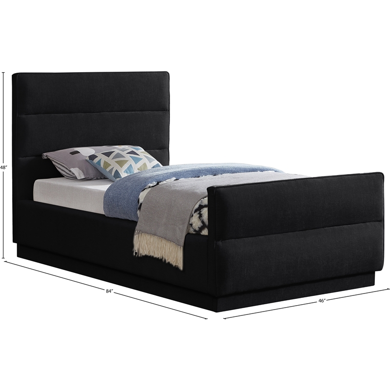 Meridian Furniture Paxton Black Chenille Fabric Twin Bed