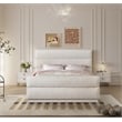 Meridian Furniture Paxton Cream Chenille Fabric Queen Bed