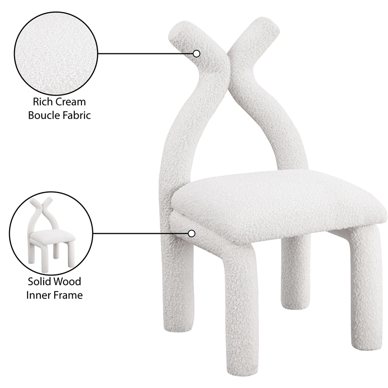 Meridian Furniture Xena Cream Boucle Fabric Accent/Dining Chair