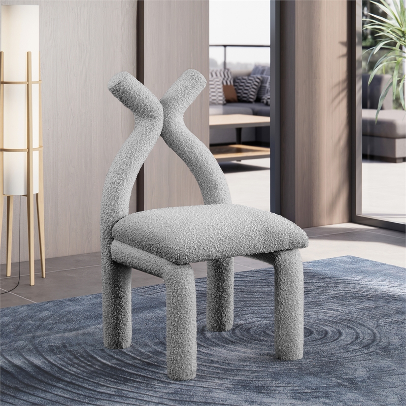Meridian Furniture Xena Grey Boucle Fabric Accent/Dining Chair