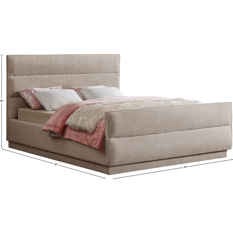 Meridian Furniture Paxton Beige Chenille Fabric King Bed