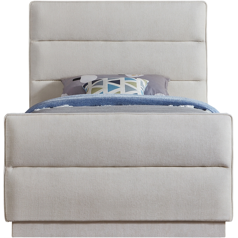 Meridian Furniture Paxton Cream Chenille Fabric Twin Bed