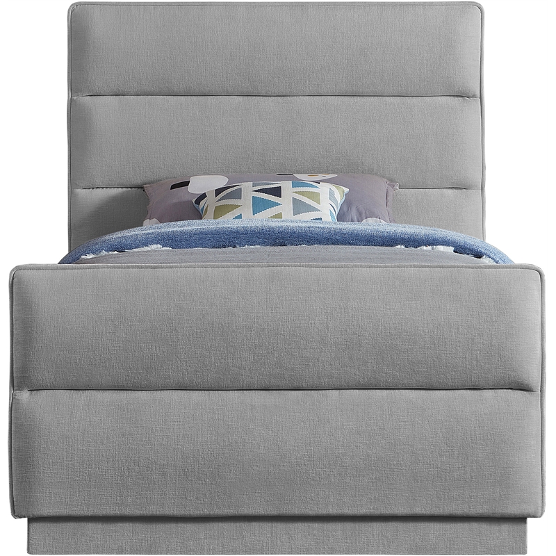 Meridian Furniture Paxton Grey Chenille Fabric Twin Bed
