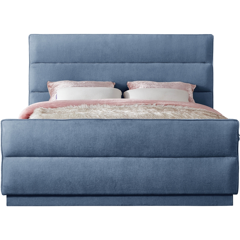Meridian Furniture Paxton Light Blue Chenille Fabric Full Bed