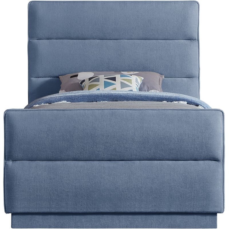 Meridian Furniture Paxton Light Blue Chenille Fabric Twin Bed