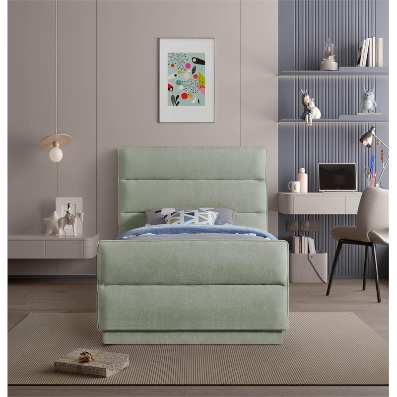 Meridian Furniture Paxton Mint Chenille Fabric Twin Bed