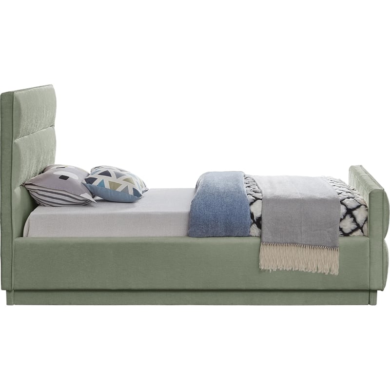 Meridian Furniture Paxton Mint Chenille Fabric Twin Bed