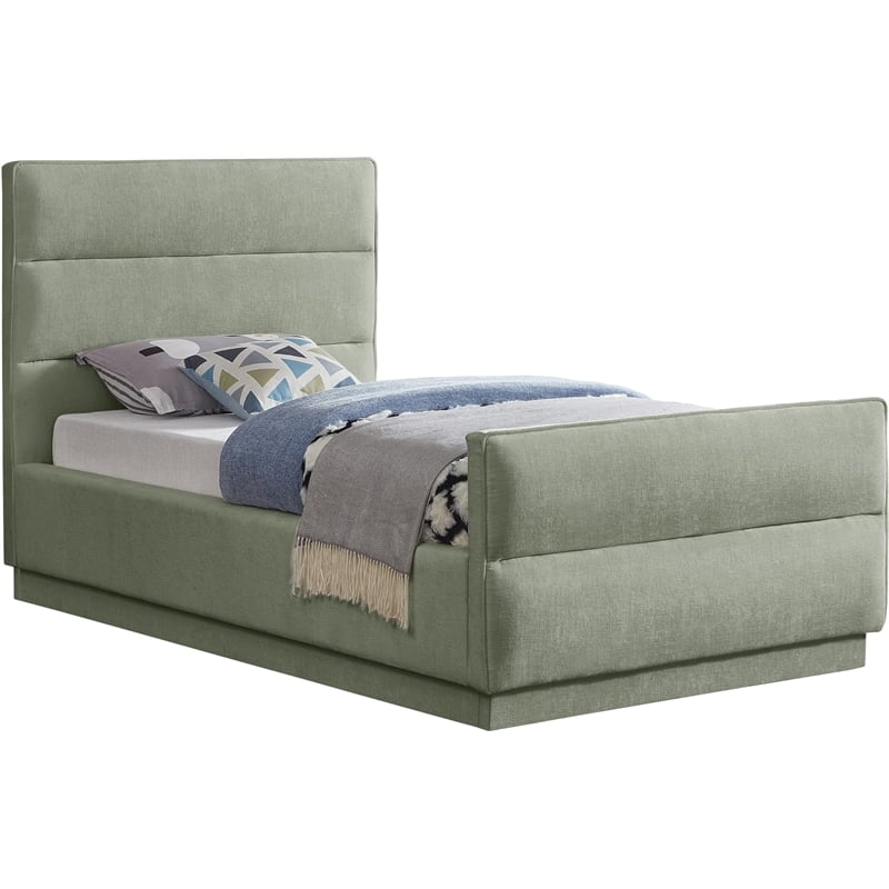Meridian Furniture Paxton Mint Chenille Fabric Twin Bed