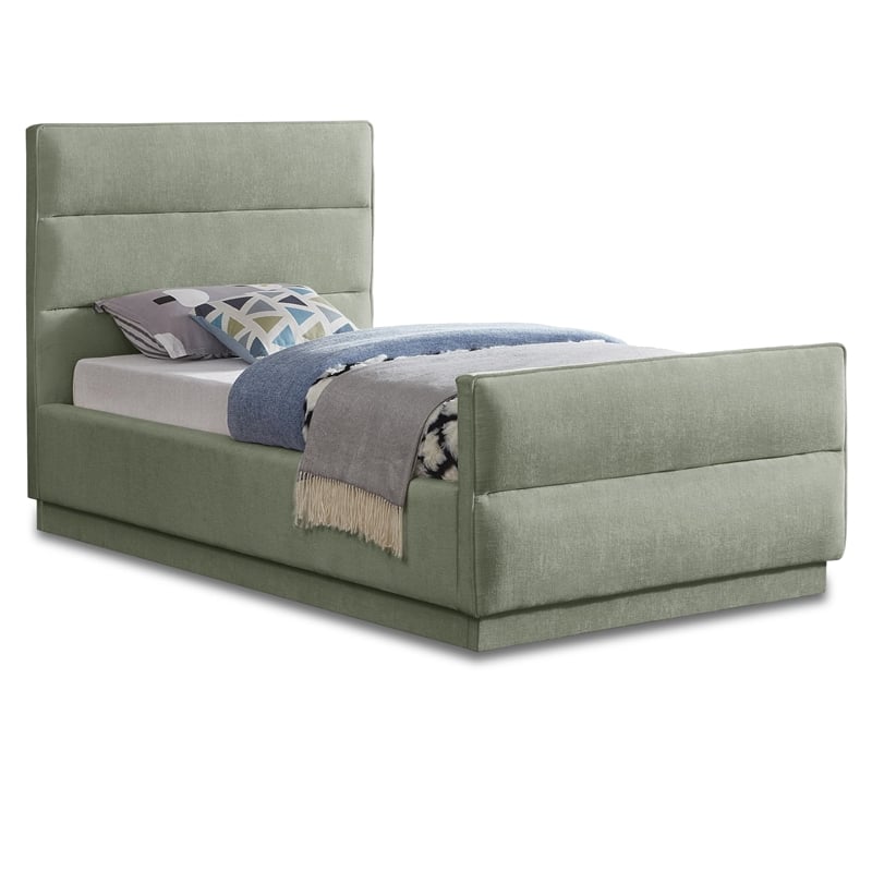 Meridian Furniture Paxton Mint Chenille Fabric Twin Bed