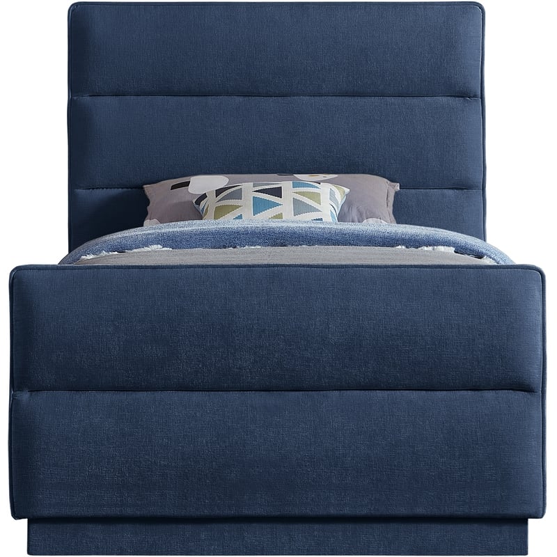 Meridian Furniture Paxton Navy Chenille Fabric Twin Bed