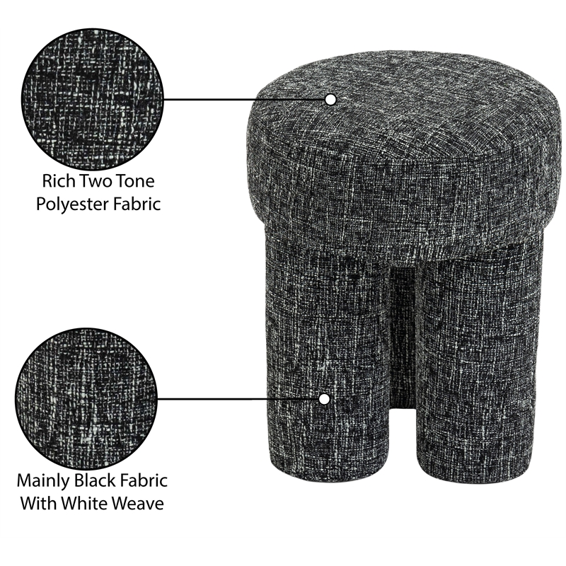 Meridian Furniture Larson Black Fabric Ottoman/Stool