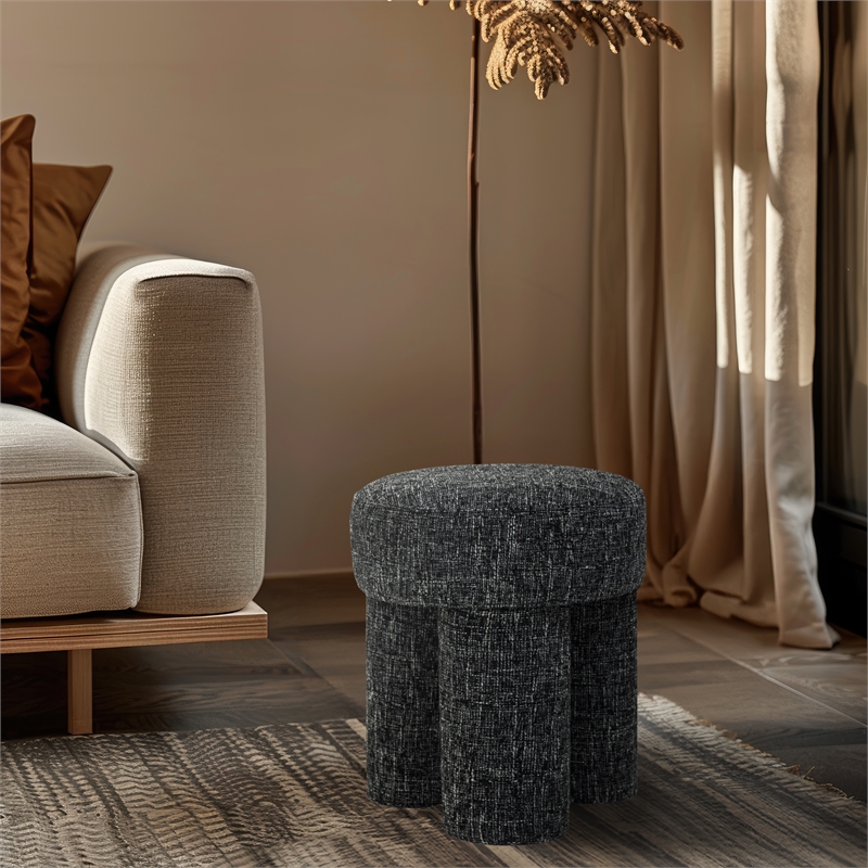 Meridian Furniture Larson Black Fabric Ottoman/Stool