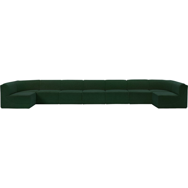 Meridian Furniture Ollie Green Boucle Fabric Modular Sectional