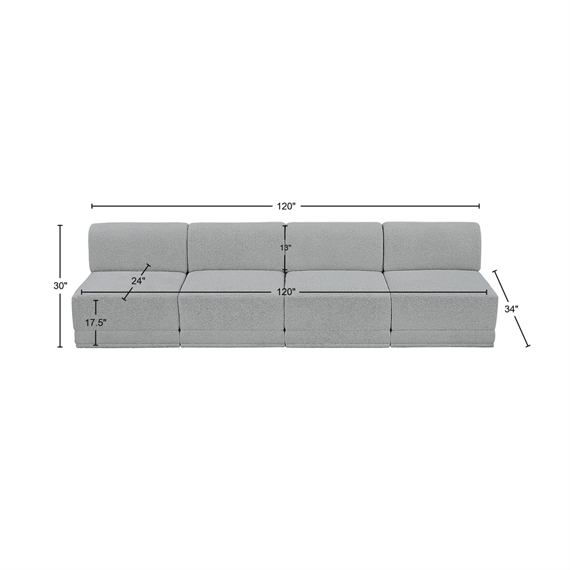 Meridian Furniture Ollie Grey Boucle Fabric Modular Sofa