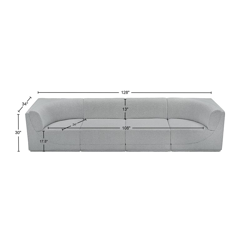 Meridian Furniture Ollie Grey Boucle Fabric Modular Sofa