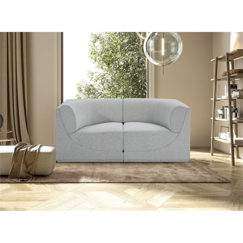 Meridian Furniture Ollie Grey Boucle Fabric Modular Sofa