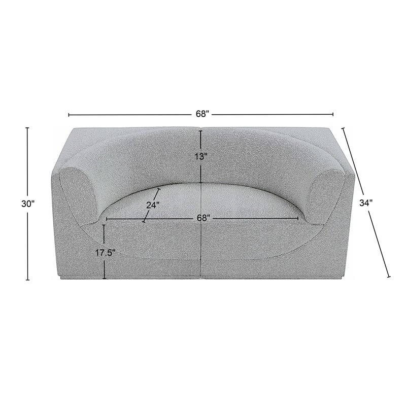 Meridian Furniture Ollie Grey Boucle Fabric Modular Sofa
