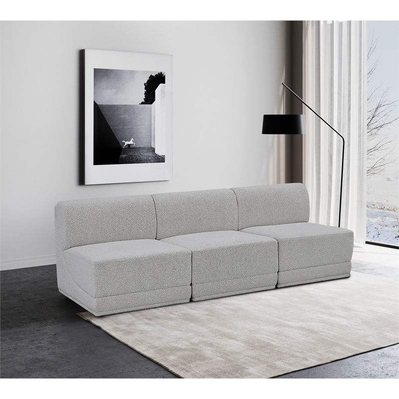 Meridian Furniture Ollie Grey Boucle Fabric Modular Sofa