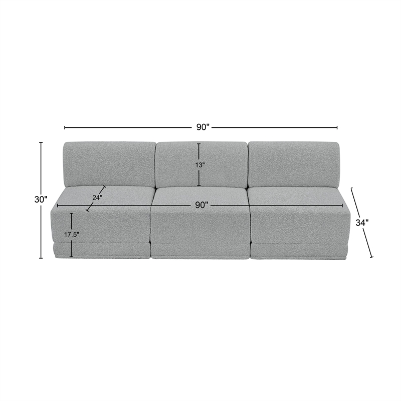 Meridian Furniture Ollie Grey Boucle Fabric Modular Sofa
