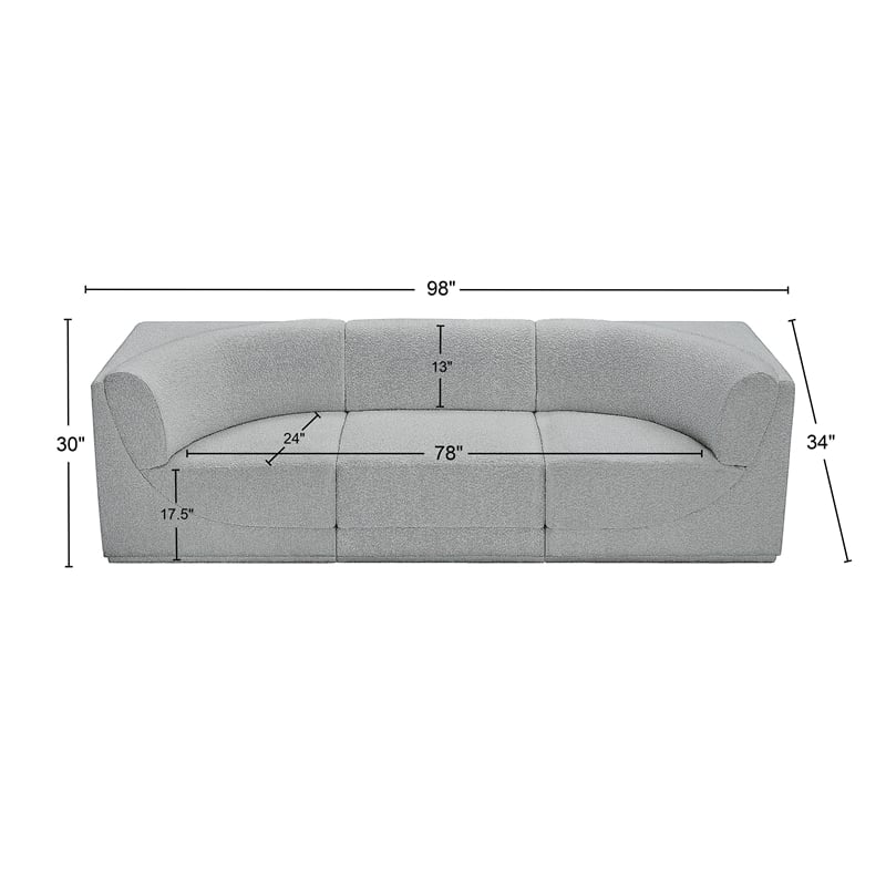 Meridian Furniture Ollie Grey Boucle Fabric Modular Sofa