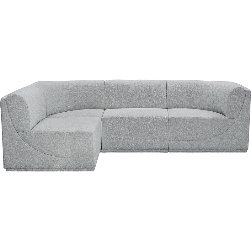 Meridian Furniture Ollie Grey Boucle Fabric Modular Sectional