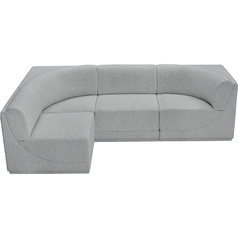 Meridian Furniture Ollie Grey Boucle Fabric Modular Sectional