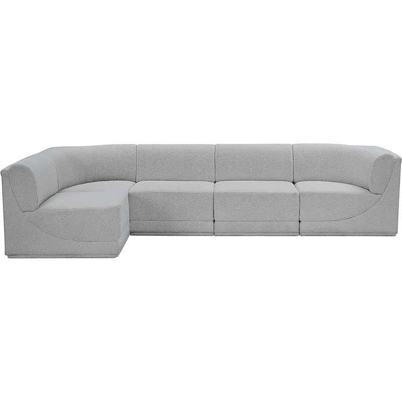 Meridian Furniture Ollie Grey Boucle Fabric Modular Sectional
