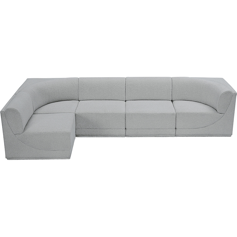 Meridian Furniture Ollie Grey Boucle Fabric Modular Sectional