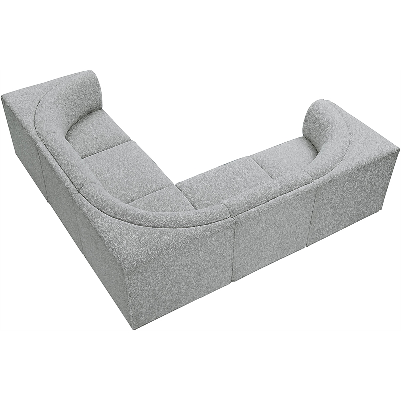 Meridian Furniture Ollie Grey Boucle Fabric Modular Sectional