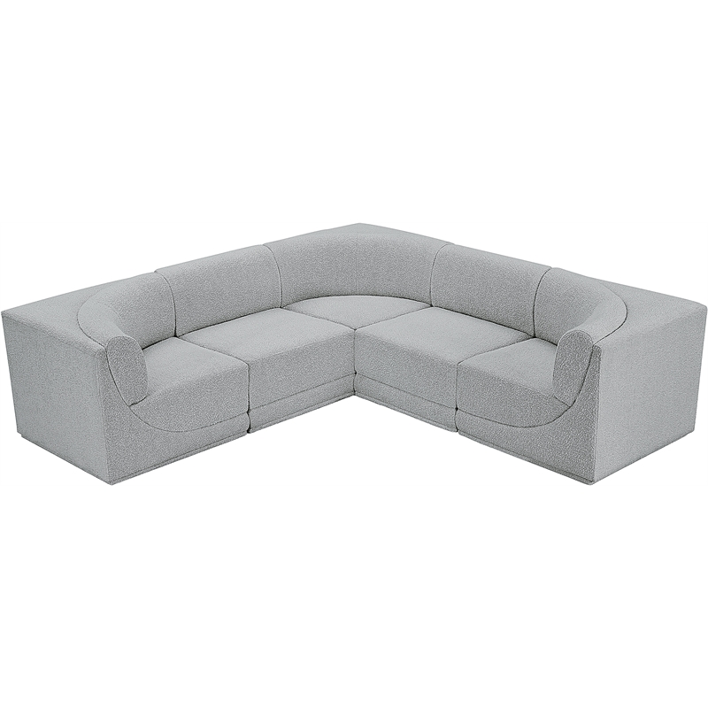 Meridian Furniture Ollie Grey Boucle Fabric Modular Sectional
