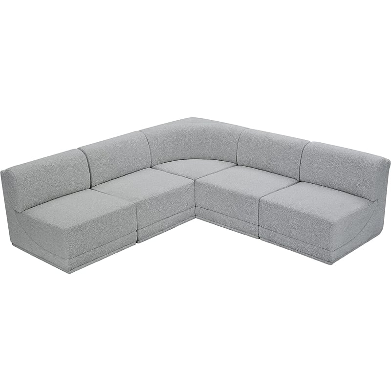 Meridian Furniture Ollie Grey Boucle Fabric Modular Sectional