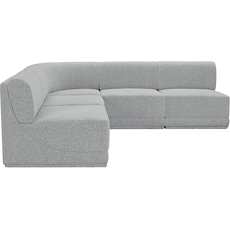 Meridian Furniture Ollie Grey Boucle Fabric Modular Sectional