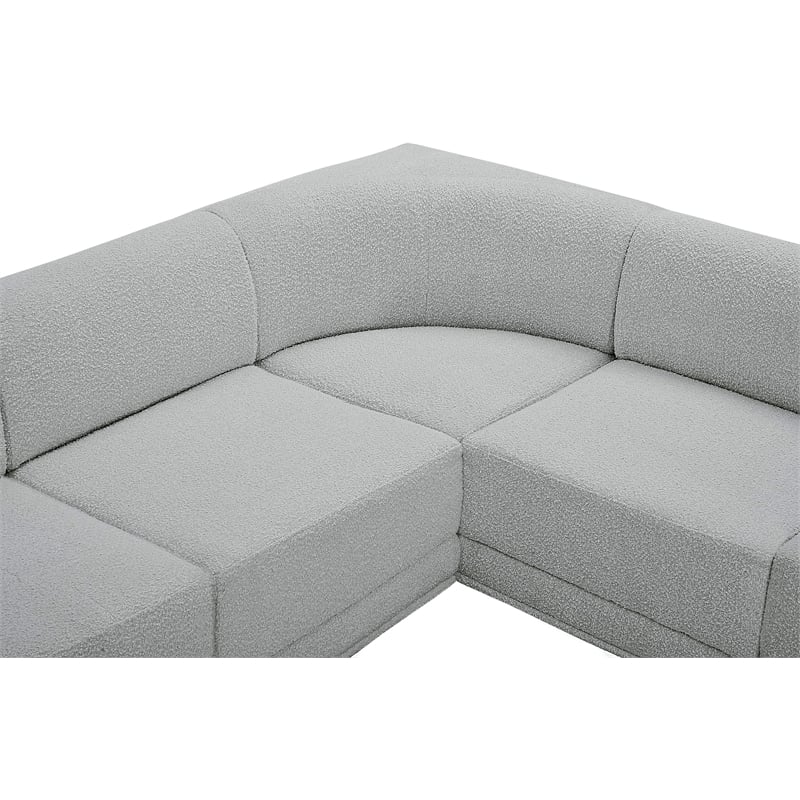 Meridian Furniture Ollie Grey Boucle Fabric Modular Sectional