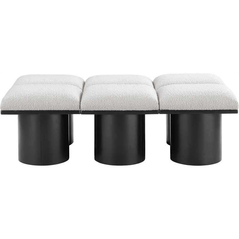 Meridian Furniture Pavilion Cream Boucle Fabric Bench