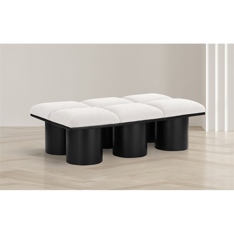 Meridian Furniture Pavilion Cream Boucle Fabric Bench