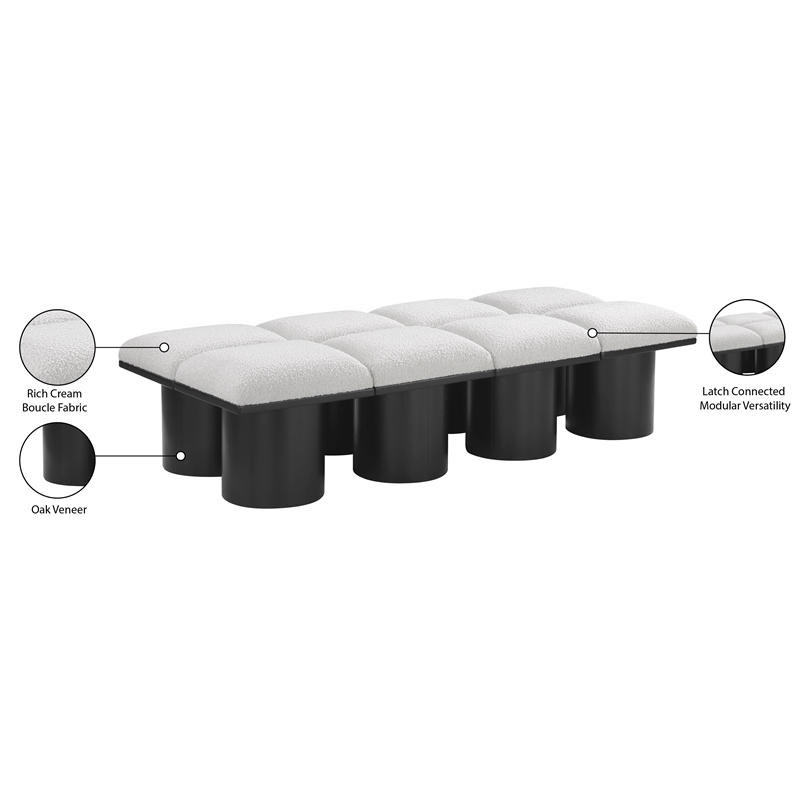 Meridian Furniture Pavilion Cream Boucle Fabric Bench