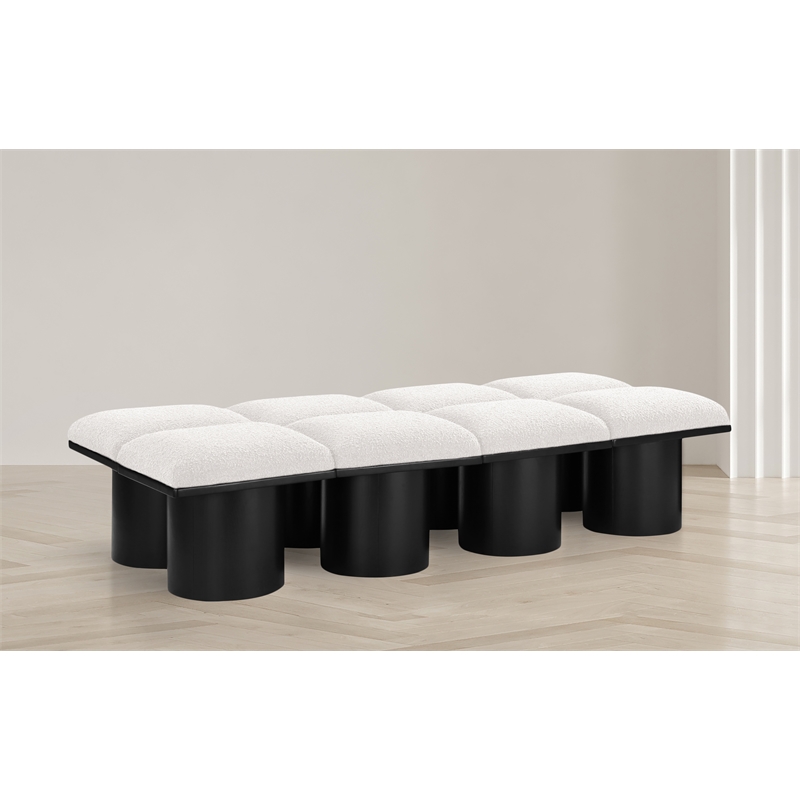 Meridian Furniture Pavilion Cream Boucle Fabric Bench