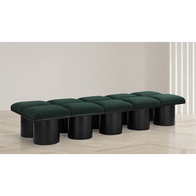 Meridian Furniture Pavilion Green Boucle Fabric Bench